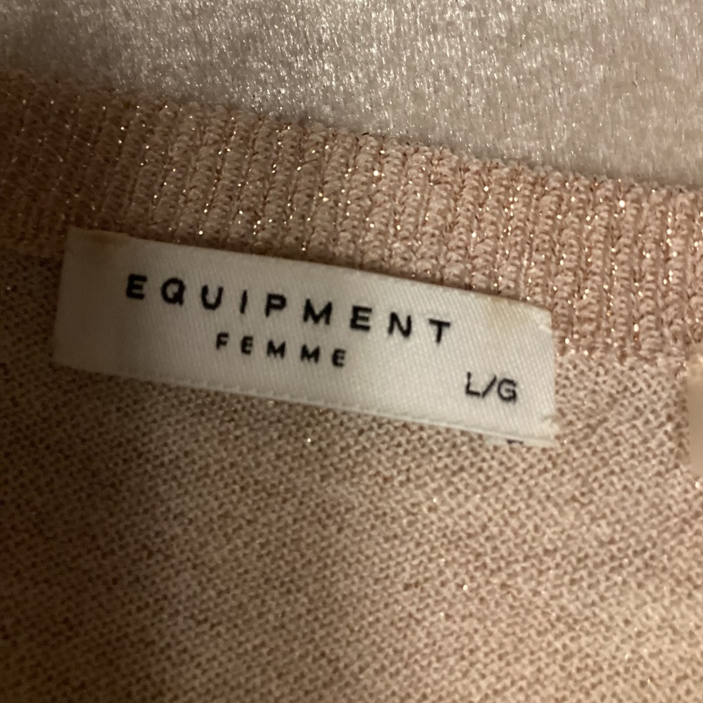 EQUIPMENT FEMME Gold rose metallic blouse Sz L - Picture 6 of 9